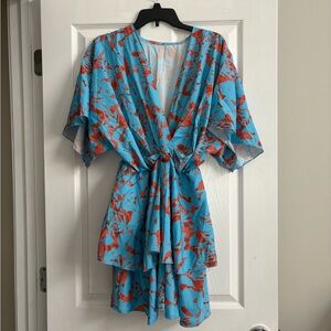 Blue and Red Floral Vacation Dress